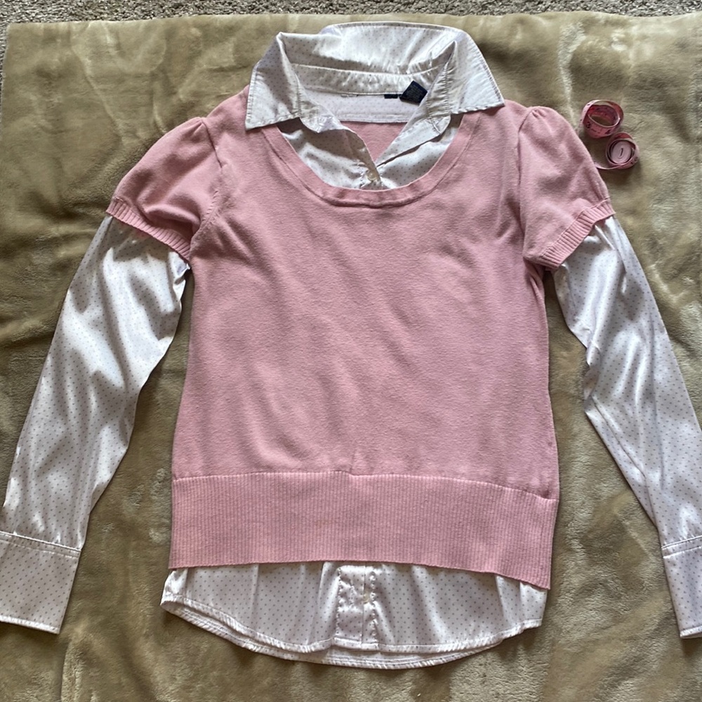Y2K sweater top pink and white